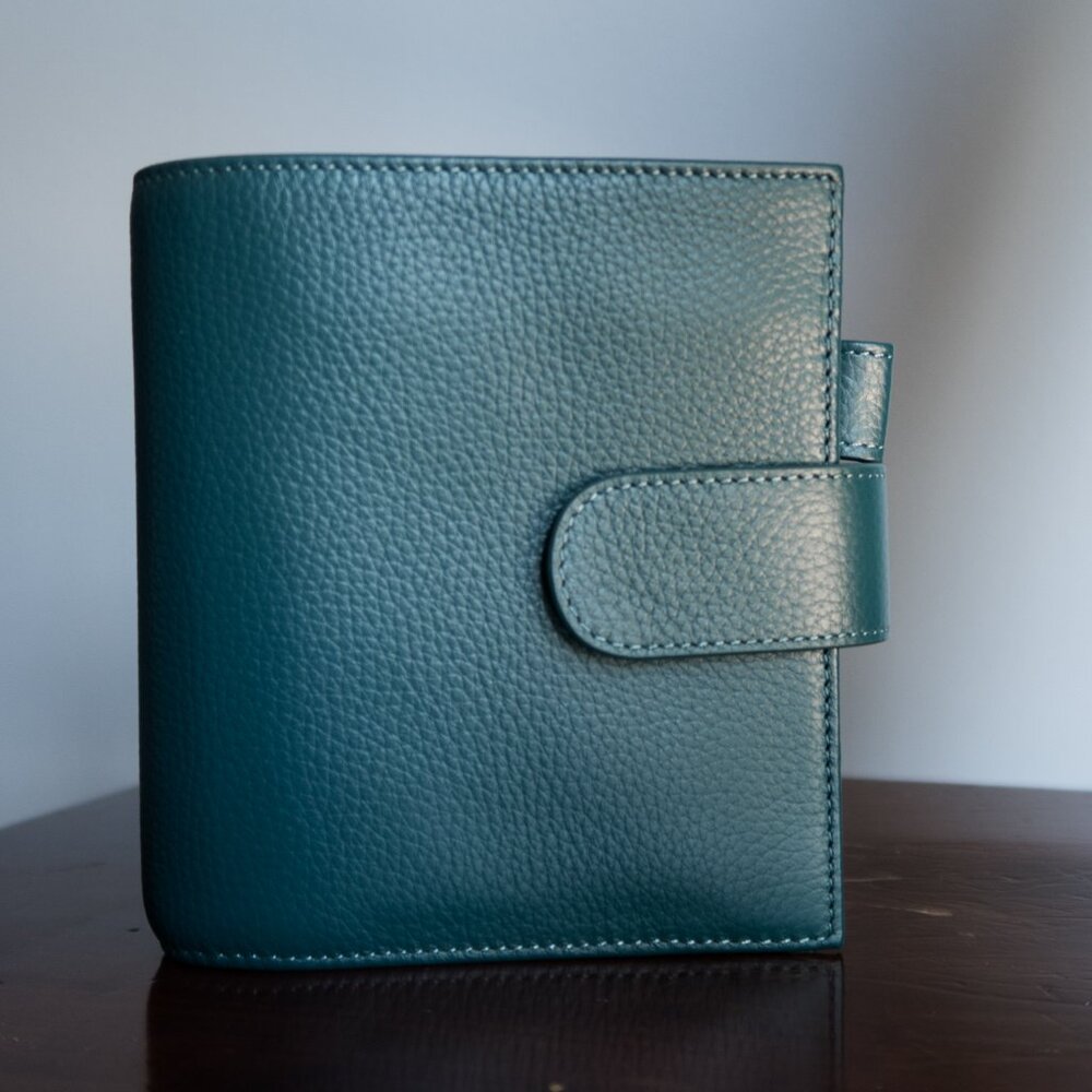 Moterm Pocket Luxe Planner - Genuine Leather (Pebbled-Deep Teal, 30mm Rings)
